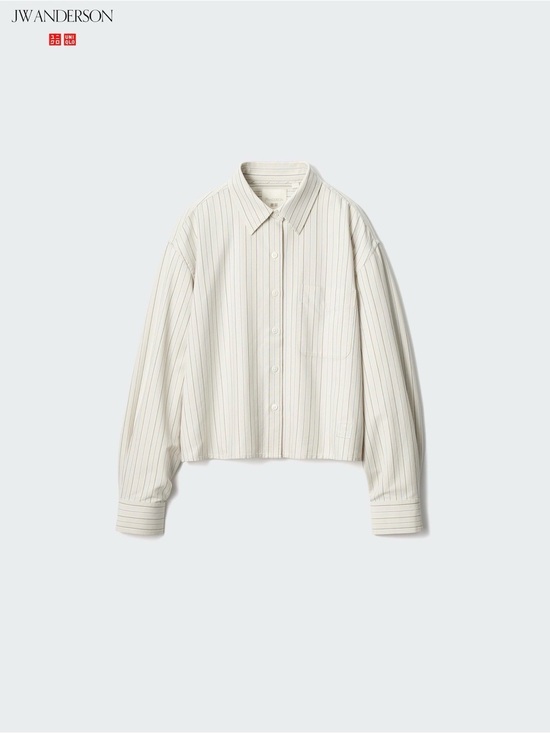 Uniqlo Tops - JW Anderson x Uniqlo Cropped Striped Button-Up Shirt in Cream Size XXS NWT